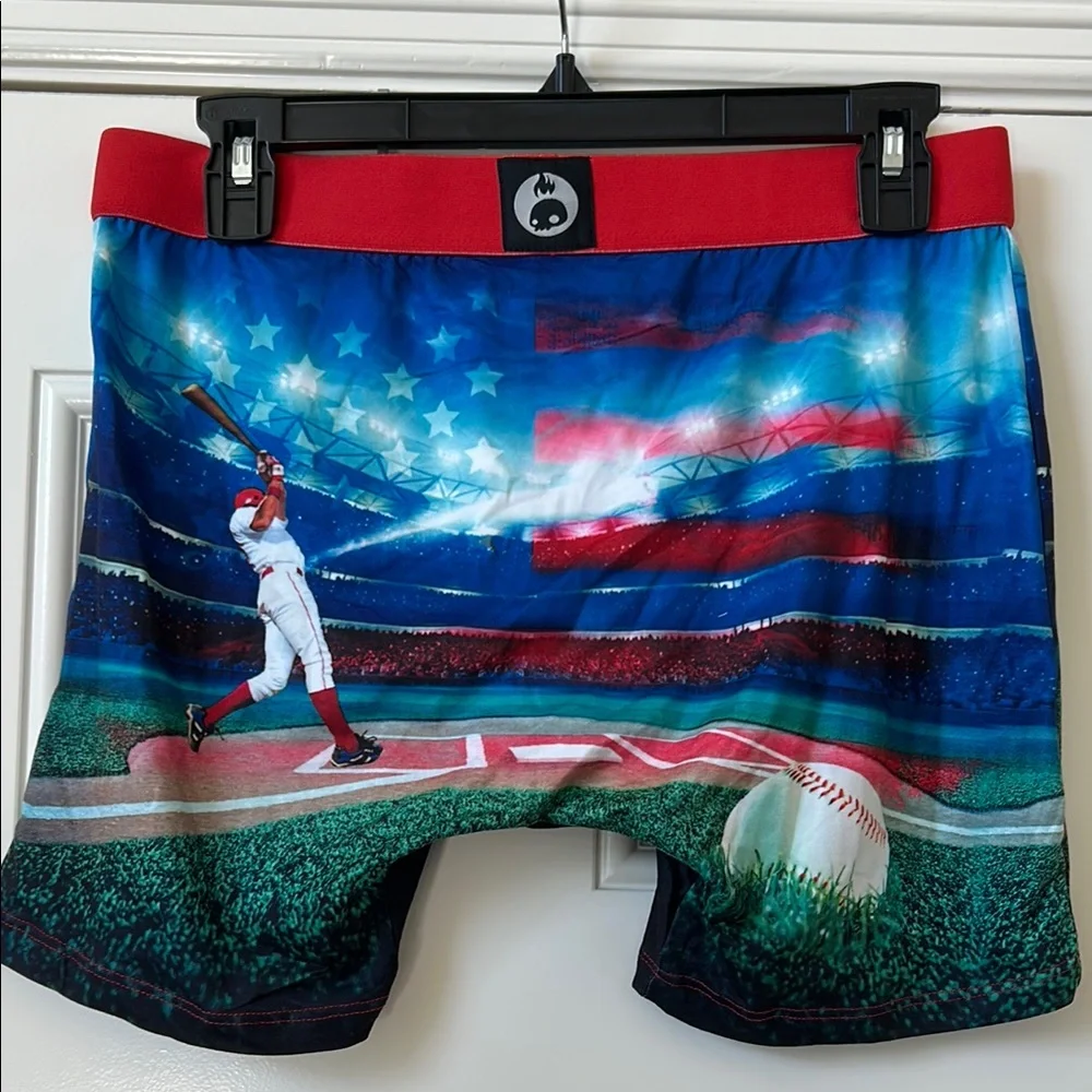 NWT Crazy Boxer Men's Baseball Home Run Scene Boxer Briefs Size Large L